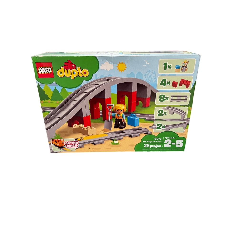 LEGO: Duplo Train Bridge and Track - 26 Piece Building Kit [LEGO, #10872]-NIB - Picture 2 of 5